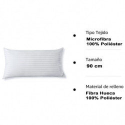 Tradineur - Almohada de fibra con doble funda y cremallera, 100% poliéster, firmeza media, muy suave, fabricada en España - 90 c
