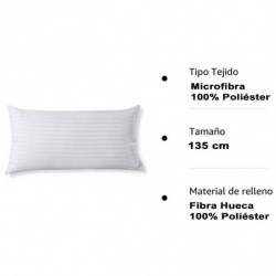 Tradineur - Almohada de fibra con doble funda y cremallera, 100% poliéster, firmeza media, muy suave, fabricada en España - 135