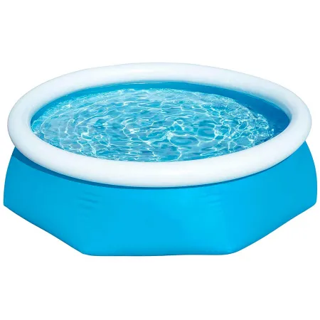 Tradineur - Piscina familiar con aro hinchable, paredes resistentes a pinchazos y a rayos UV, fácil montaje (Azul y blanco, 1880 Tradineur - Piscina familiar con aro hinchable, paredes resistentes a pinchazos y a rayos UV, fácil montaje (Azul y blanco, 1880