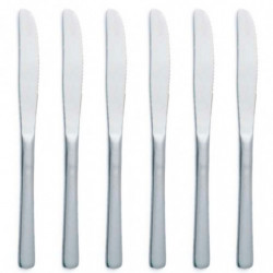 Tradineur - Pack de 6 cuchillos para postre de acero inoxidable, cubiertos clásicos para cortar tartas, pasteles, 19 cm