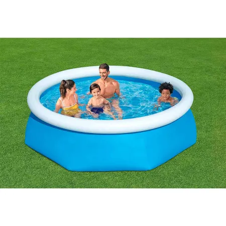Tradineur - Piscina familiar con aro hinchable, paredes resistentes a pinchazos y a rayos UV, fácil montaje (Azul y blanco, 1880 Tradineur - Piscina familiar con aro hinchable, paredes resistentes a pinchazos y a rayos UV, fácil montaje (Azul y blanco, 1880