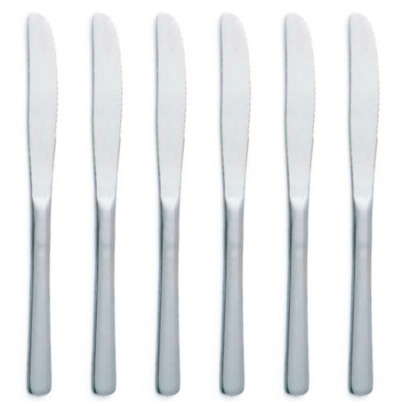 Tradineur - Pack de 6 cuchillos para postre de acero inoxidable, cubiertos clásicos para cortar tartas, pasteles, 19 cm