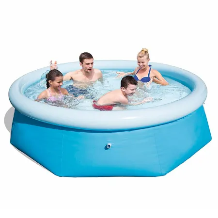 Tradineur - Piscina familiar con aro hinchable, paredes resistentes a pinchazos y a rayos UV, fácil montaje (Azul y blanco, 1880 Tradineur - Piscina familiar con aro hinchable, paredes resistentes a pinchazos y a rayos UV, fácil montaje (Azul y blanco, 1880