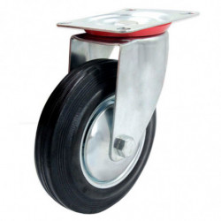 Tradineur - Rueda giratoria para muebles, goma y hierro, incluye placa de montaje, rueda de transporte para cargas pesadas, indu