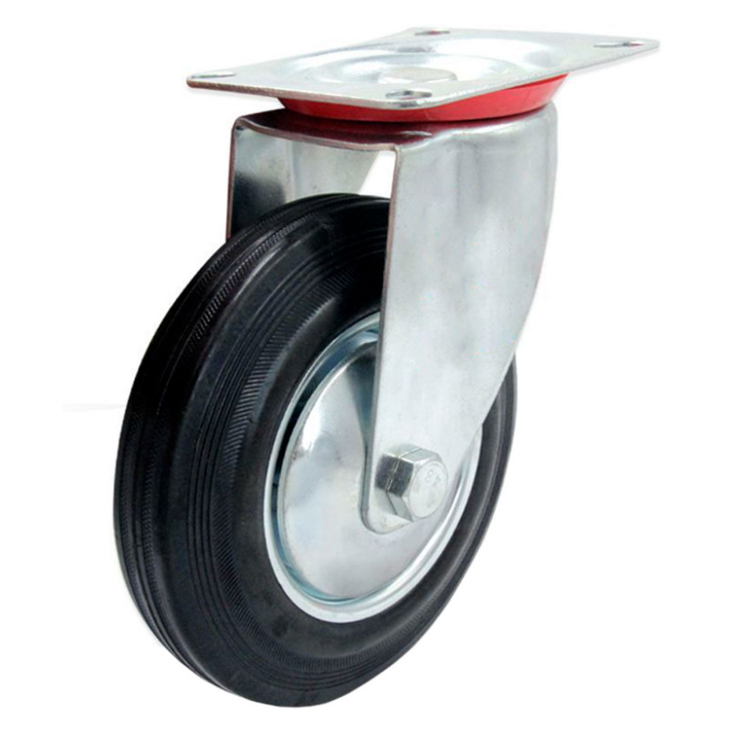Tradineur - Rueda giratoria para muebles, goma y hierro, incluye placa de montaje, rueda de transporte para cargas pesadas, indu Tradineur - Rueda giratoria para muebles, goma y hierro, incluye placa de montaje, rueda de transporte para cargas pesadas, indu