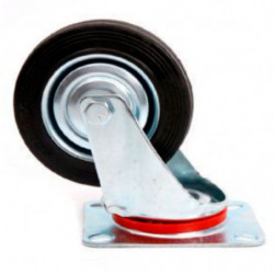 Tradineur - Rueda giratoria para muebles, goma y hierro, incluye placa de montaje, rueda de transporte para cargas pesadas, indu