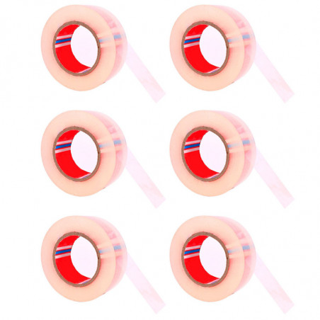 Tradineur - Pack de 6 rollos de cinta adhesiva para embalaje ultratransparente, precinto multiusos, embalar, sellar, empaquetar,
