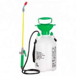 Tradineur - Botella Pulverizador a presión con correa ajustable - Capacidad de 5 Litros - Botella graduada y lanza con boquilla