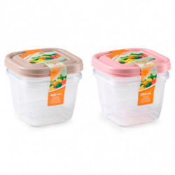 Tradineur - Pack de 4 Fiambreras Cuadrados con tapa - Fabricado en Plástico - Capacidad de 480 ml - Apta para microondas y lavav