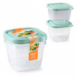 Tradineur - Pack de 4 Fiambreras Cuadrados con tapa - Fabricado en Plástico - Capacidad de 480 ml - Apta para microondas y lavav