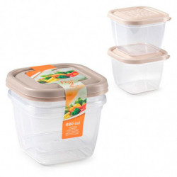 Tradineur - Pack de 4 Fiambreras Cuadrados con tapa - Fabricado en Plástico - Capacidad de 480 ml - Apta para microondas y lavav