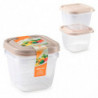Tradineur - Pack de 4 Fiambreras Cuadrados con tapa - Fabricado en Plástico - Capacidad de 480 ml - Apta para microondas y lavav