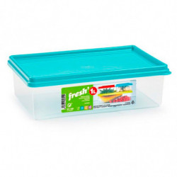 Tradineur - Pack de 3 Fiambreras Cuadrados con tapa - Fabricado en Plástico - Capacidad de 1 Litro - Apta para microondas y lava