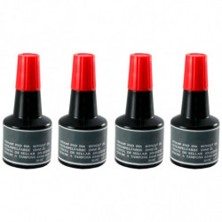Tradineur - Pack de 4 Botes de tinta para tampones y sellos - Tinta de sellar sin aceite, válida para sellos de oficina - Entint