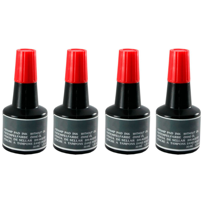 Tradineur - Pack de 4 Botes de tinta para tampones y sellos - Tinta de sellar sin aceite, válida para sellos de oficina - Entint Tradineur - Pack de 4 Botes de tinta para tampones y sellos - Tinta de sellar sin aceite, válida para sellos de oficina - Entint