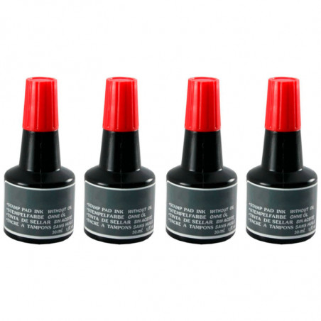 Tradineur - Pack de 4 Botes de tinta para tampones y sellos - Tinta de sellar sin aceite, válida para sellos de oficina - Entint