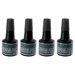 Tradineur - Pack de 4 Botes de tinta para tampones y sellos - Tinta de sellar sin aceite, apta para sellos de oficina - Entintad