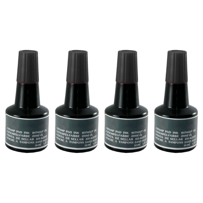 Tradineur - Pack de 4 Botes de tinta para tampones y sellos - Tinta de sellar sin aceite, apta para sellos de oficina - Entintad Tradineur - Pack de 4 Botes de tinta para tampones y sellos - Tinta de sellar sin aceite, apta para sellos de oficina - Entintad