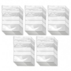 Tradineur - Paquete de 10 Pack de 50 Bolsas herméticas con franjas para Escribir - Aptas para Alimentación y Reutilizables - 500