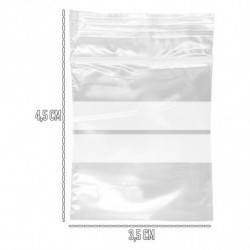Tradineur - Paquete de 10 Pack de 50 Bolsas herméticas con franjas para Escribir - Aptas para Alimentación y Reutilizables - 500