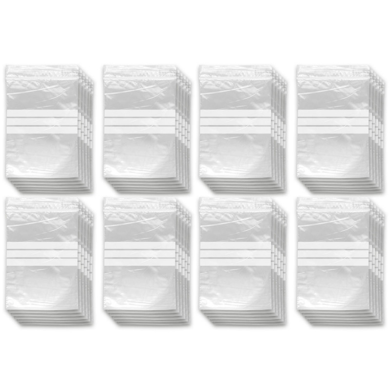 Tradineur - Paquete de 8 Pack de 6 Bolsas herméticas con franjas para Escribir - Aptas para Alimentación y Reutilizables - 48 Un Tradineur - Paquete de 8 Pack de 6 Bolsas herméticas con franjas para Escribir - Aptas para Alimentación y Reutilizables - 48 Un