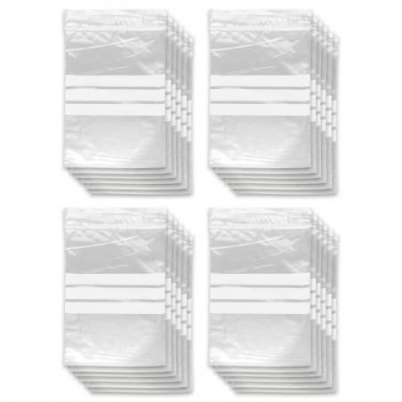 Tradineur - Paquete de 4 Pack de 6 Bolsas herméticas con franjas para Escribir - Aptas para Alimentación y Reutilizables - 48 Un