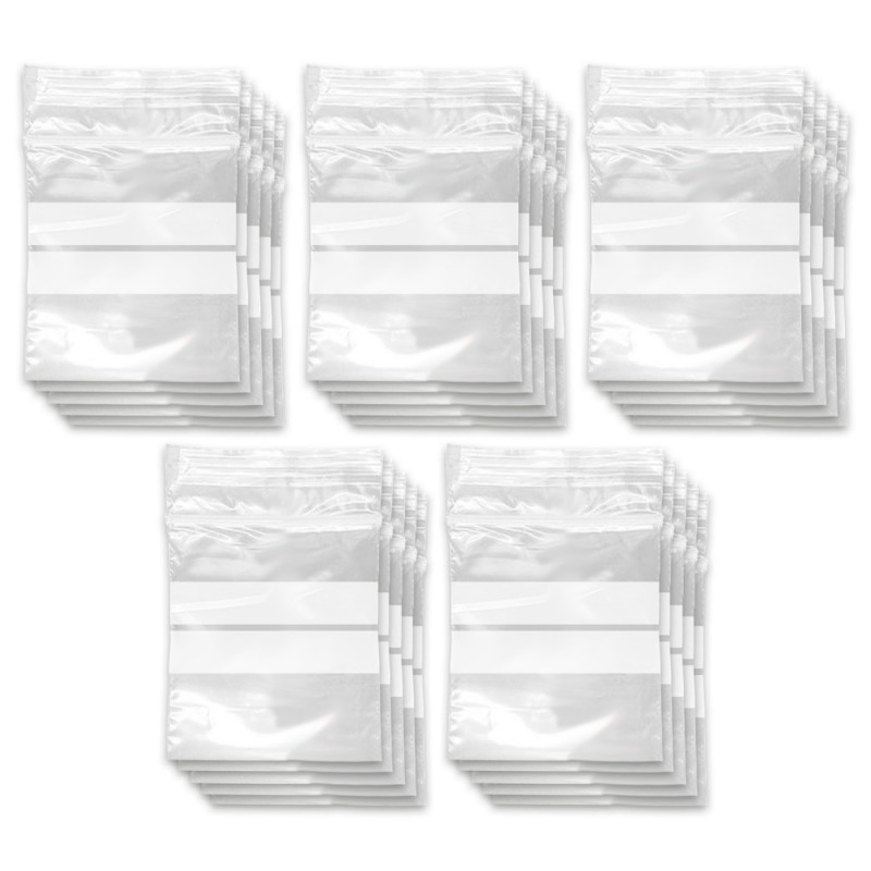Tradineur - Paquete de 10 Pack de 50 Bolsas herméticas con franjas para Escribir - Aptas para Alimentación y Reutilizables - 500 Tradineur - Paquete de 10 Pack de 50 Bolsas herméticas con franjas para Escribir - Aptas para Alimentación y Reutilizables - 500
