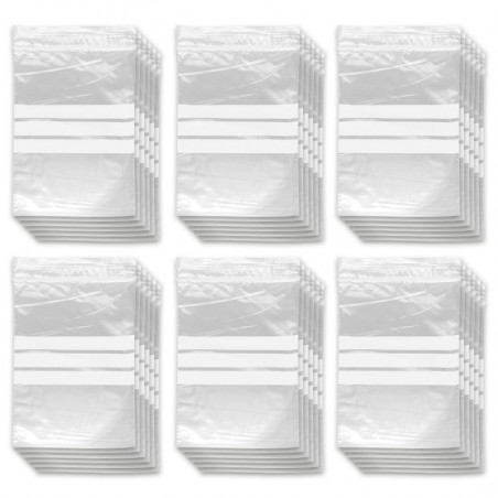 Tradineur - Paquete de 6 Pack de 16 Bolsas herméticas con franjas para Escribir - Aptas para Alimentación y Reutilizables - 96 U
