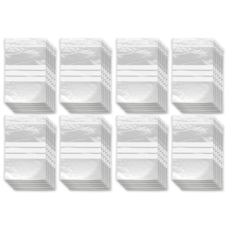 Tradineur - Paquete de 8 Pack de 6 Bolsas herméticas con franjas para Escribir - Válidas para Alimentación y Reutilizables - 48 Tradineur - Paquete de 8 Pack de 6 Bolsas herméticas con franjas para Escribir - Válidas para Alimentación y Reutilizables - 48