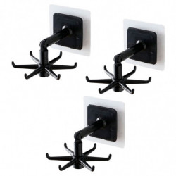 Tradineur - Pack de 3 Ganchos Giratorios de 360° para Colgar Platos Sin Perforación - Gancho Vertical Plegable de 180° - Fabrica