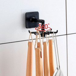 Tradineur - Pack de 3 Ganchos Giratorios de 360° para Colgar Platos Sin Perforación - Gancho Vertical Plegable de 180° - Fabrica
