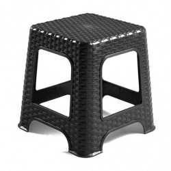 Tradineur - Taburete de plástico - Fabricado en España - Diseño Rattán hogar o el Trabajo - 33 x 32 x 32 cm - Color Negro