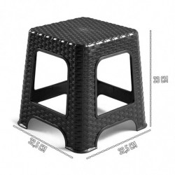 Tradineur - Taburete de plástico - Fabricado en España - Diseño Rattán hogar o el Trabajo - 33 x 32 x 32 cm - Color Negro