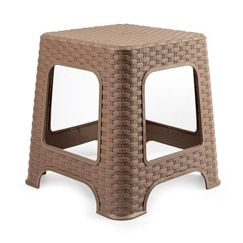 Tradineur - Taburete de plástico - Fabricado en España - Diseño Rattán hogar o el Trabajo - 33 x 32 x 32 cm - Color Marrón Topo Tradineur - Taburete de plástico - Fabricado en España - Diseño Rattán hogar o el Trabajo - 33 x 32 x 32 cm - Color Marrón Topo