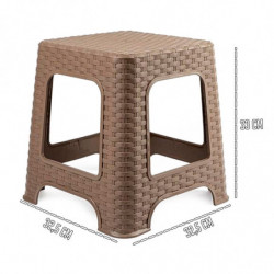 Tradineur - Taburete de plástico - Fabricado en España - Diseño Rattán hogar o el Trabajo - 33 x 32 x 32 cm - Color Marrón Topo