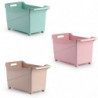 Tradineur - Carrito de plástico Multiusos con Ruedas Nº 2 - 27,5 x 24 x 45,5 cm - Cesta para Diversos usos con Ruedas para mover