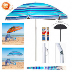 Tradineur - Sombrilla de playa UV 25+ - Fabricado en Poliéster - Ideal para ir a la playa y protegerse del sol - Ø 180 cm - Colo
