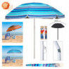 Tradineur - Sombrilla de playa UV 25+ - Fabricado en Poliéster - Ideal para ir a la playa y protegerse del sol - Ø 180 cm - Colo
