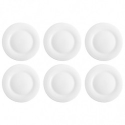Tradineur - Pack de 6 Platos llanos para postres Modelo Elba - Fabricado en Vidrio Opal - Ideal para cenas familiares y eventos