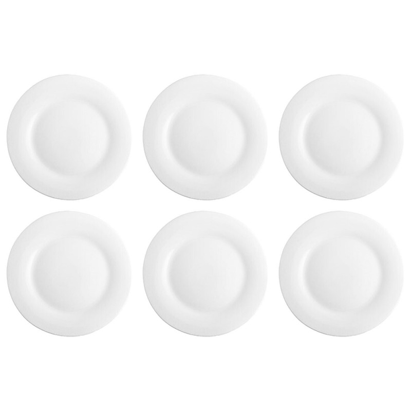 Tradineur - Pack de 6 Platos llanos para postres Modelo Elba - Fabricado en Vidrio Opal - Ideal para cenas familiares y eventos Tradineur - Pack de 6 Platos llanos para postres Modelo Elba - Fabricado en Vidrio Opal - Ideal para cenas familiares y eventos