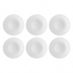 Tradineur - Pack de 6 Platos llanos para postres Modelo Titán - Fabricado en Vidrio Opal - Ideal para cenas familiares y eventos