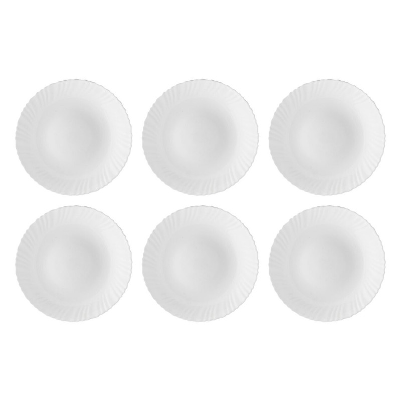 Tradineur - Pack de 6 Platos llanos para postres Modelo Titán - Fabricado en Vidrio Opal - Ideal para cenas familiares y eventos Tradineur - Pack de 6 Platos llanos para postres Modelo Titán - Fabricado en Vidrio Opal - Ideal para cenas familiares y eventos