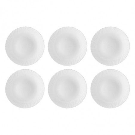 Tradineur - Pack de 6 Platos llanos para postres Modelo Titán - Fabricado en Vidrio Opal - Ideal para cenas familiares y eventos