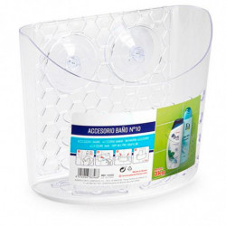 Tradineur - Cesta para ducha - Nº 10 - Fabricado en Plástico - Incluye ventosas para buen agarre - 16,5 x 10,5 x 20,2 cm