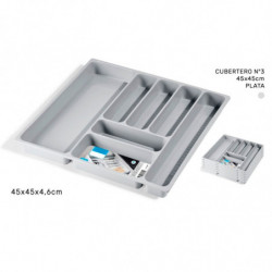 Tradineur - Cubertero N.º 3 - Fabricado en Plástico - Recipiente para ordenación y almacenamiento de cubertería - 4,6 x 45 x 45