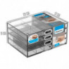 Tradineur - Mini cajonera transparente A5 con 4 cajones y divisiones - Fabricado en plástico - Organizador de cosméticos, acceso