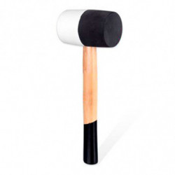 Tradineur - Martillo de goma de 500 G - Longitud 31 cm - Mango de madera - Ideal para obras de bricolaje y carpintería (Blanco y