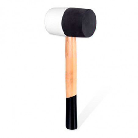 Tradineur - Martillo de goma de 500 G - Longitud 31 cm - Mango de madera - Ideal para obras de bricolaje y carpintería (Blanco y