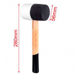 Tradineur - Martillo de goma de 500 G - Longitud 31 cm - Mango de madera - Ideal para obras de bricolaje y carpintería (Blanco y