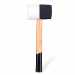 Tradineur - Martillo de goma de 500 G - Longitud 31 cm - Mango de madera - Ideal para obras de bricolaje y carpintería (Blanco y